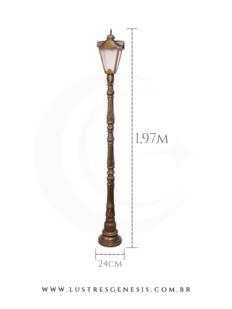Poste de Iluminação externa Clássico Retro 1,97m estrutura robusta em alumínio fundido para jardim e fachada